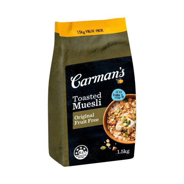 CARMAN'S MUESLI ORIGINAL FRUIT FREE 1.5KG