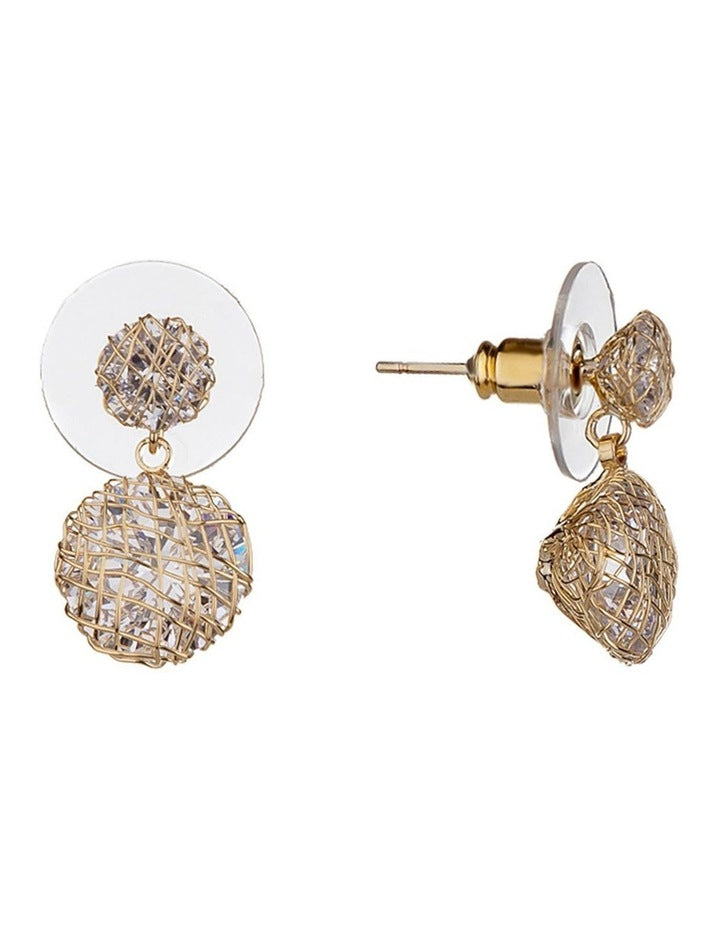Caged Diamante Gold Drop Earring in Gold