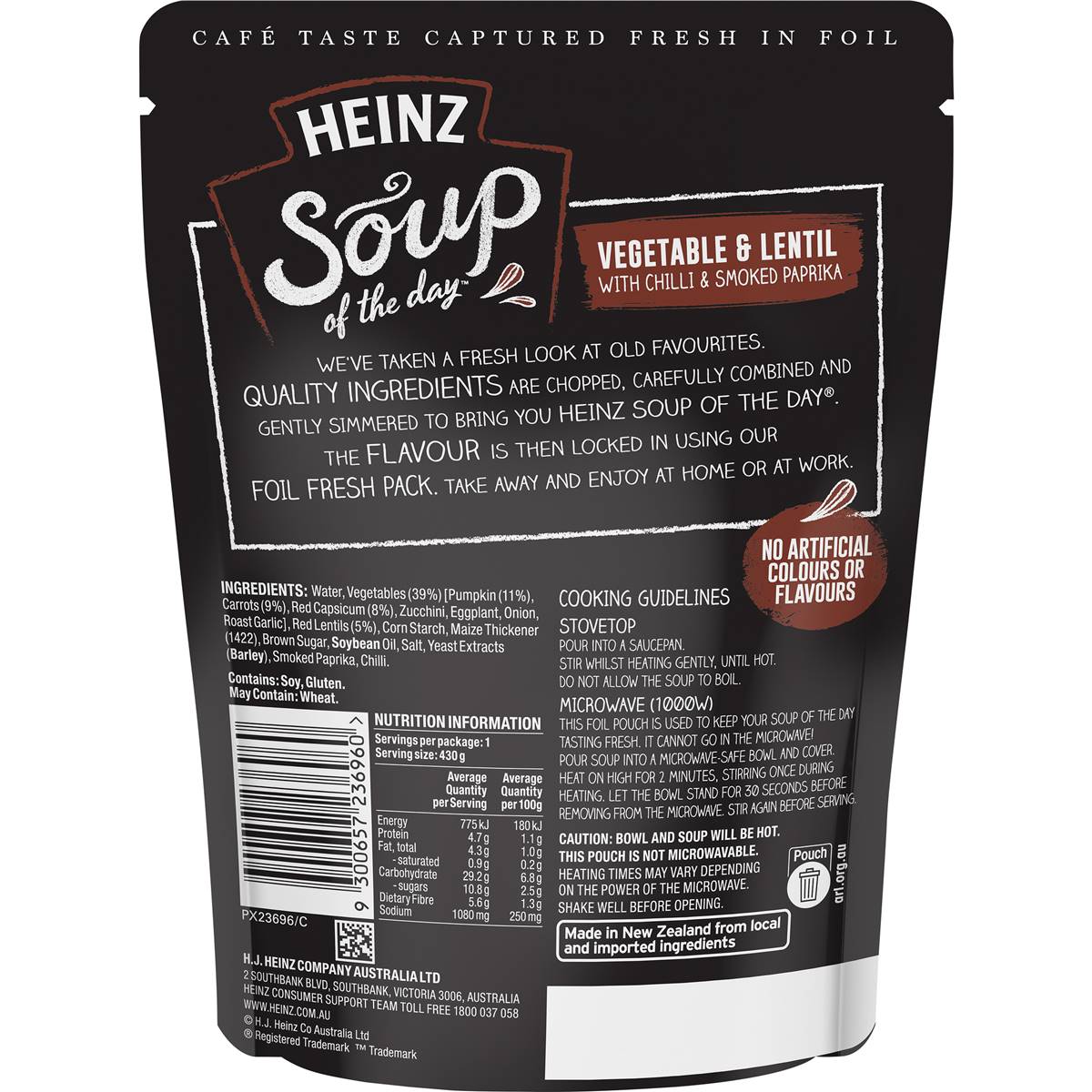 Heinz Soup Of The Day Veg & Lentil Chilli Paprika Soup Pouch 430g