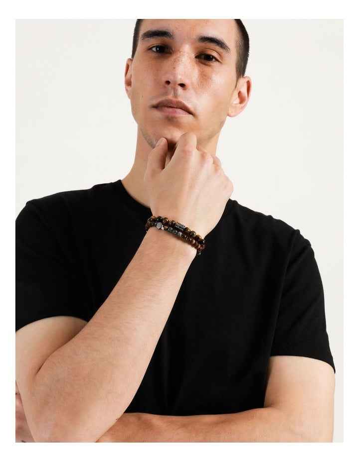 Semi Precious Brown Bracelets 2 Pack