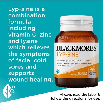 Blackmores Lyp Sine Cold Sore Relief Vitamin Tablets 30 pack