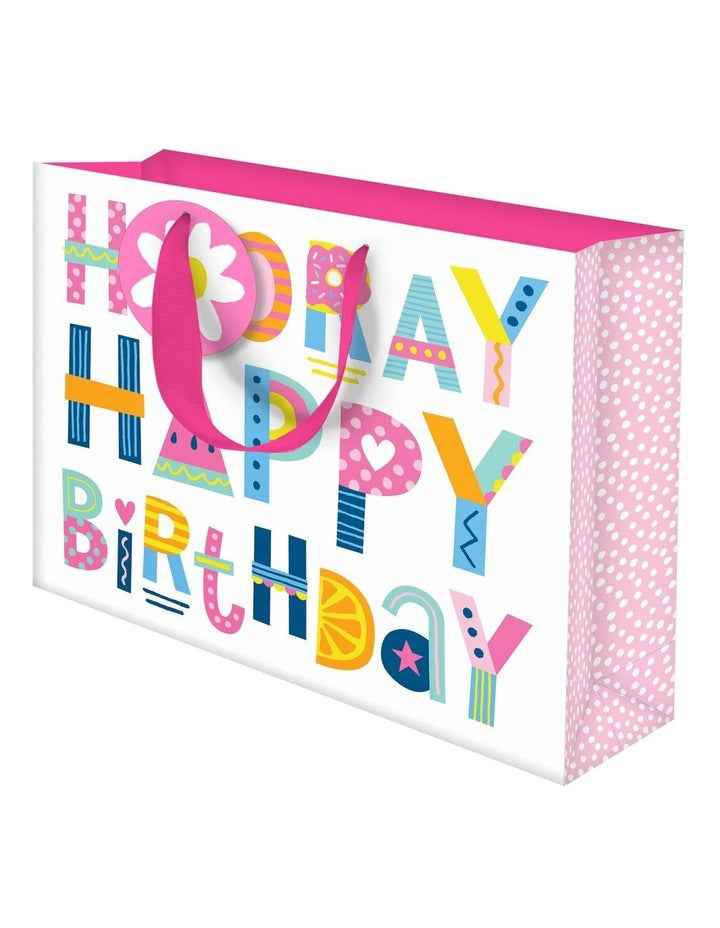 Birthday Gift Bag Large Rectangle Typography in Pink