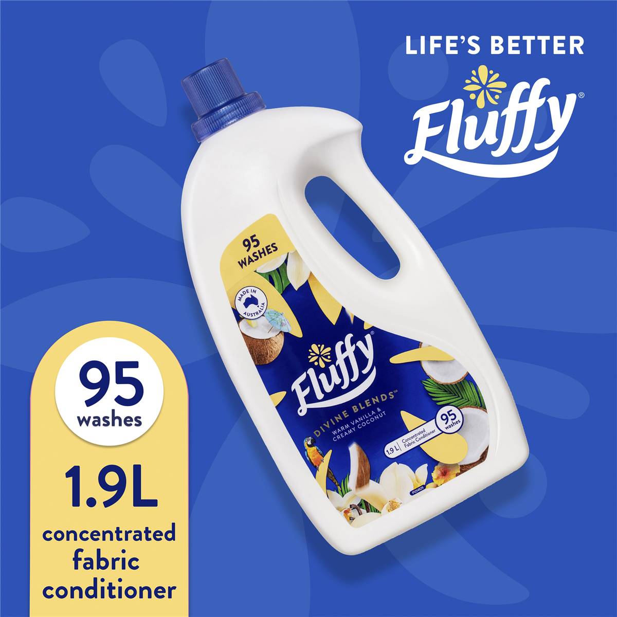 Fluffy Ultra Fabric Softener Vanilla & Coconut 1.9l