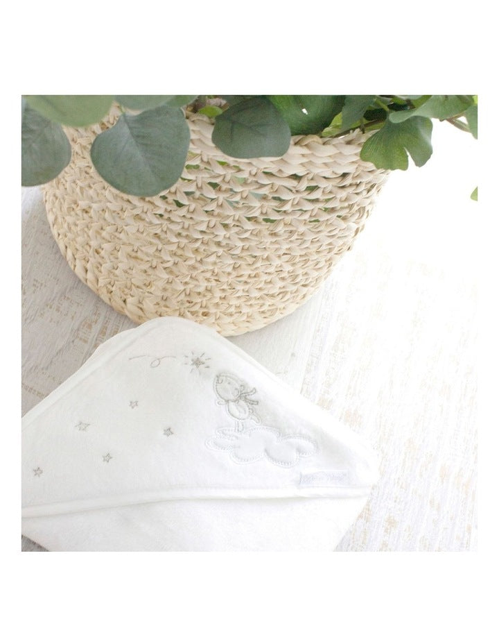 Wish Upon A Star White Hooded Bath Towel in White