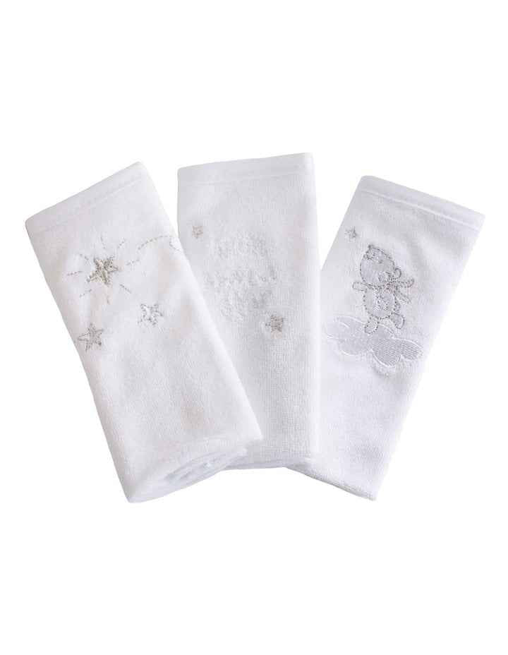 Wish Upon A Star Face Washers 3 Pack in White