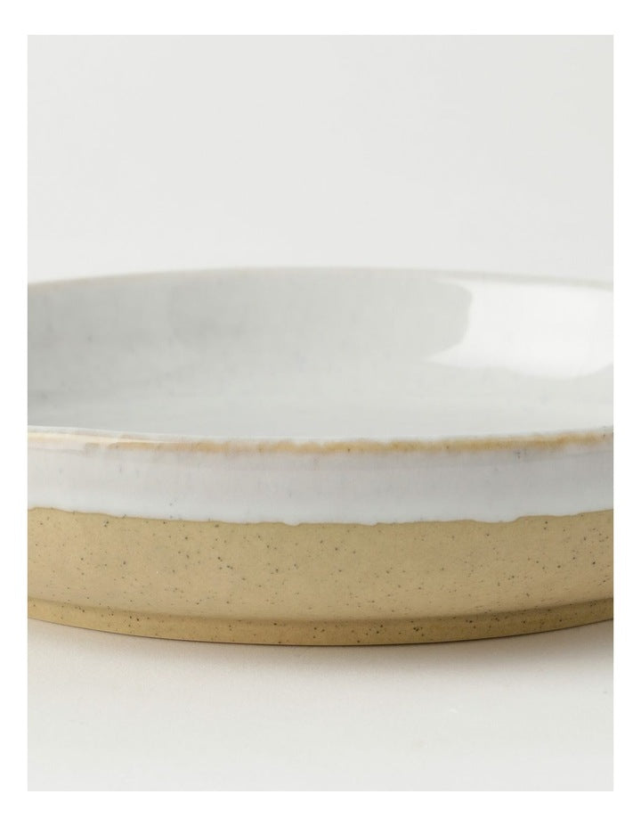 Esperance Wiped Edge Shallow Bowl Small in White/Sand