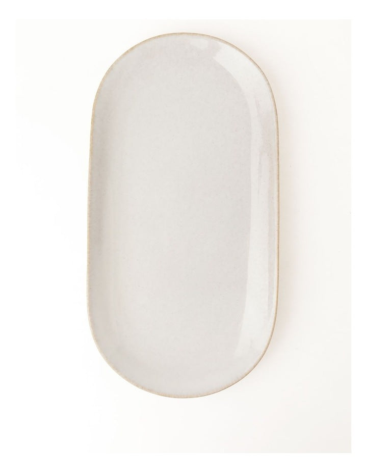 Esperance Wiped Edge Oblong Platter in White/Sand