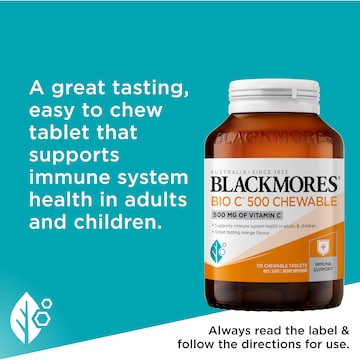 Blackmores Bio C 500mg Chewable Vitamin Immune Support Tablets 125 pack