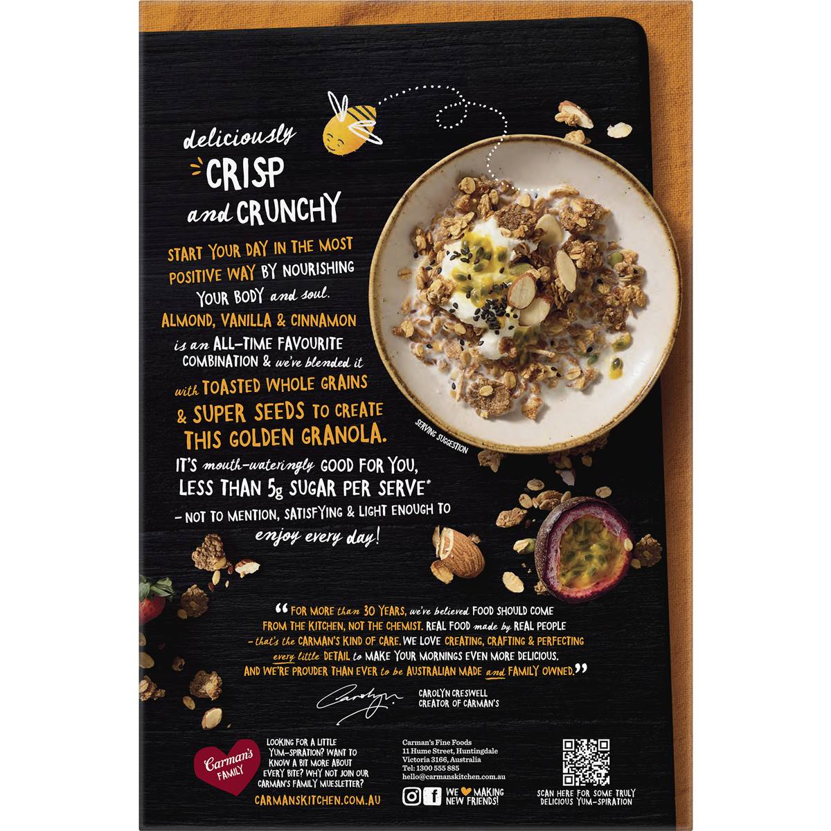 Carman's Granola 5 Grain & Seed Almond Vanilla & Cinnamon 450g