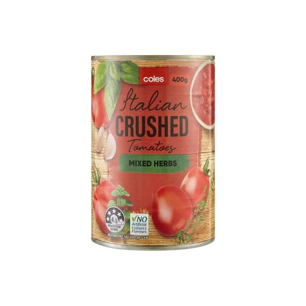 COLES MIXED HERB CRUSHED TOMATOES 400G