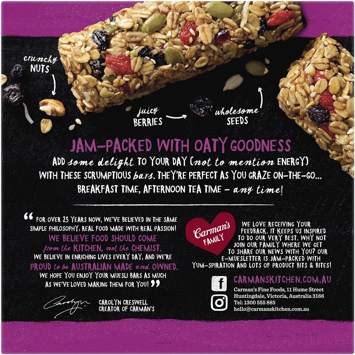 Carman's Muesli Bars SuperBerry, Cranberry, Blueberry & Goji 6 pack
