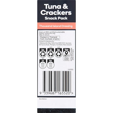 Woolworths Tuna & Crackers Snack Pack Thousand Island 112g
