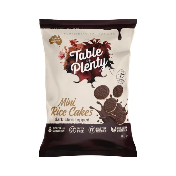 TABLE OF PLENTY SHARE TOPPED MINI RICE CAKES:DARK CHOCOLATE:.:60 GRAM