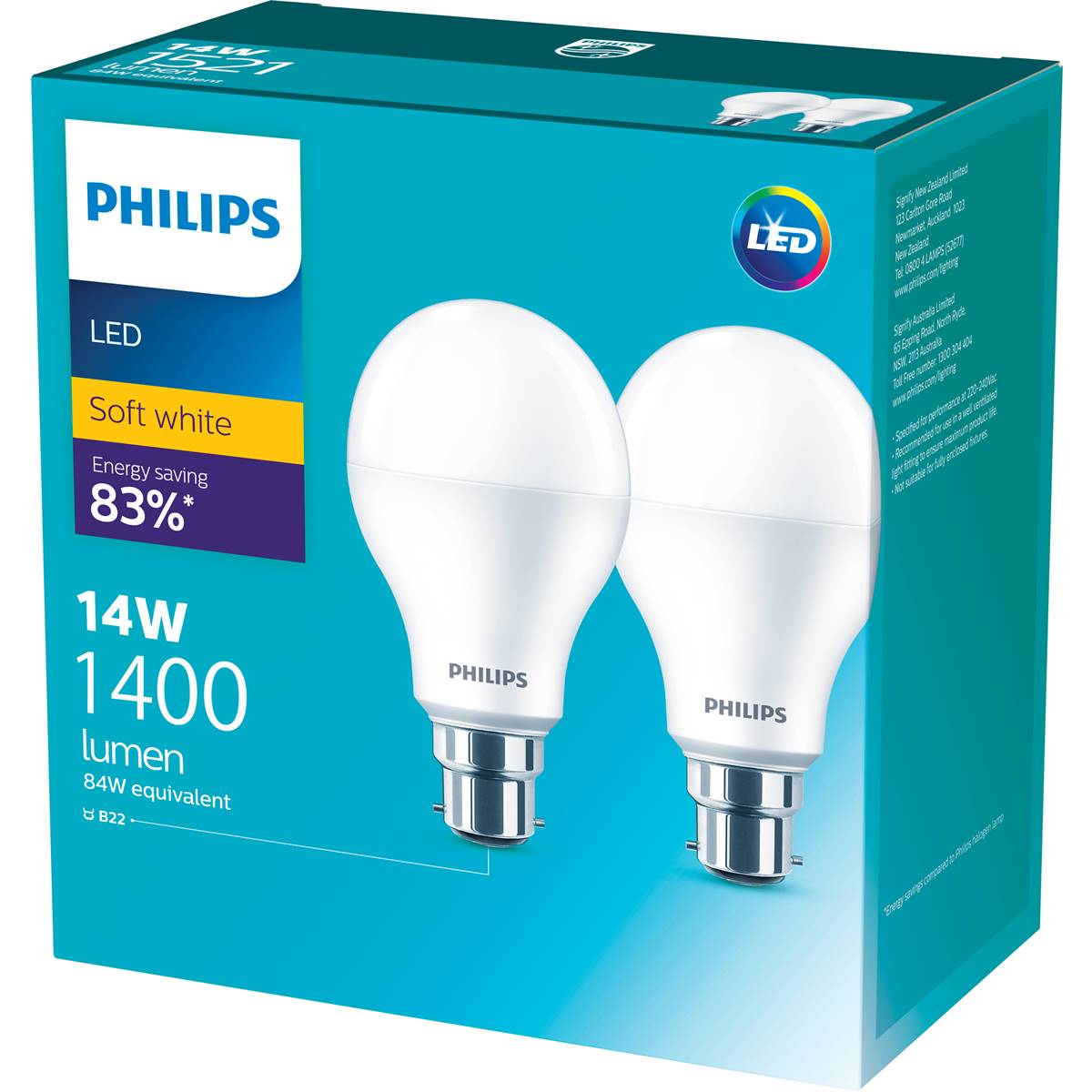 Philips Led 1400lm Warm Bc 2 Pack