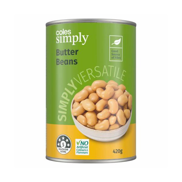COLES SIMPLY BUTTER BEANS 420G