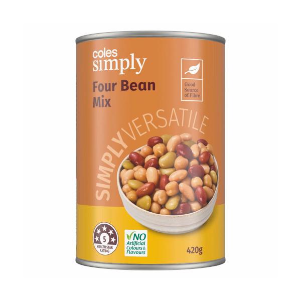 COLES SIMPLY FOUR BEAN MIX 420G