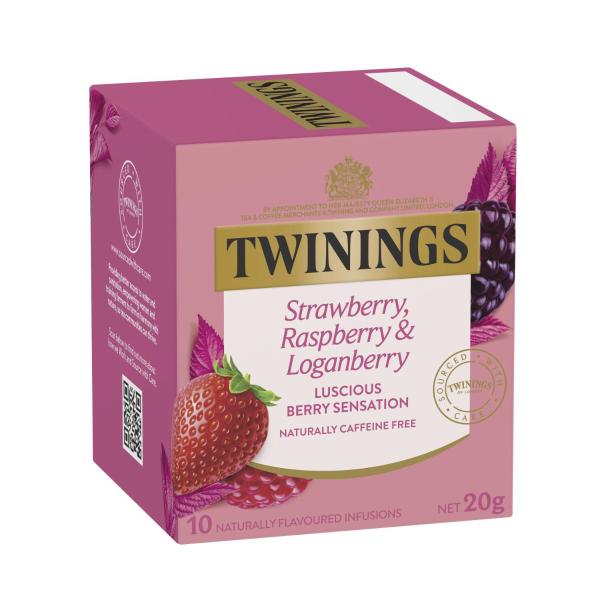 TWININGS STRAWBERRY- RASPBERRY- LOGANBERRY INFUSIONS TEA BAGS 10 PACK
