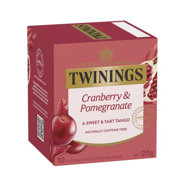 TWININGS CRANBERRY & POMEGRANATE INFUSIONS TEA BAGS 10 PACK