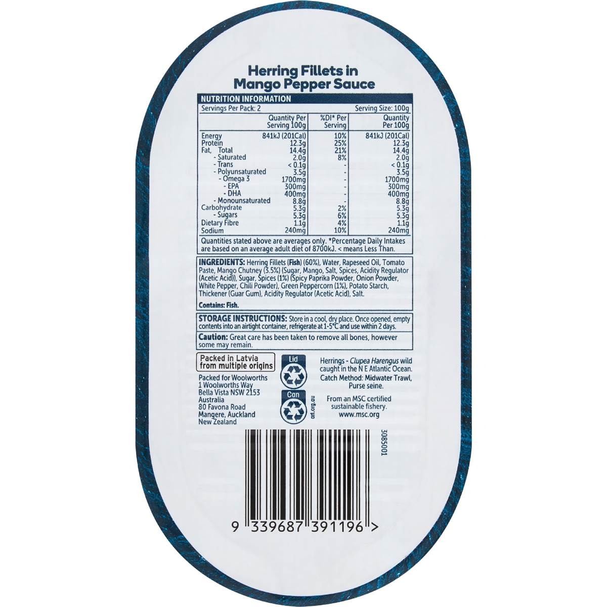 Woolworths Herring Fillets In Mango Pepper Sauce 200g