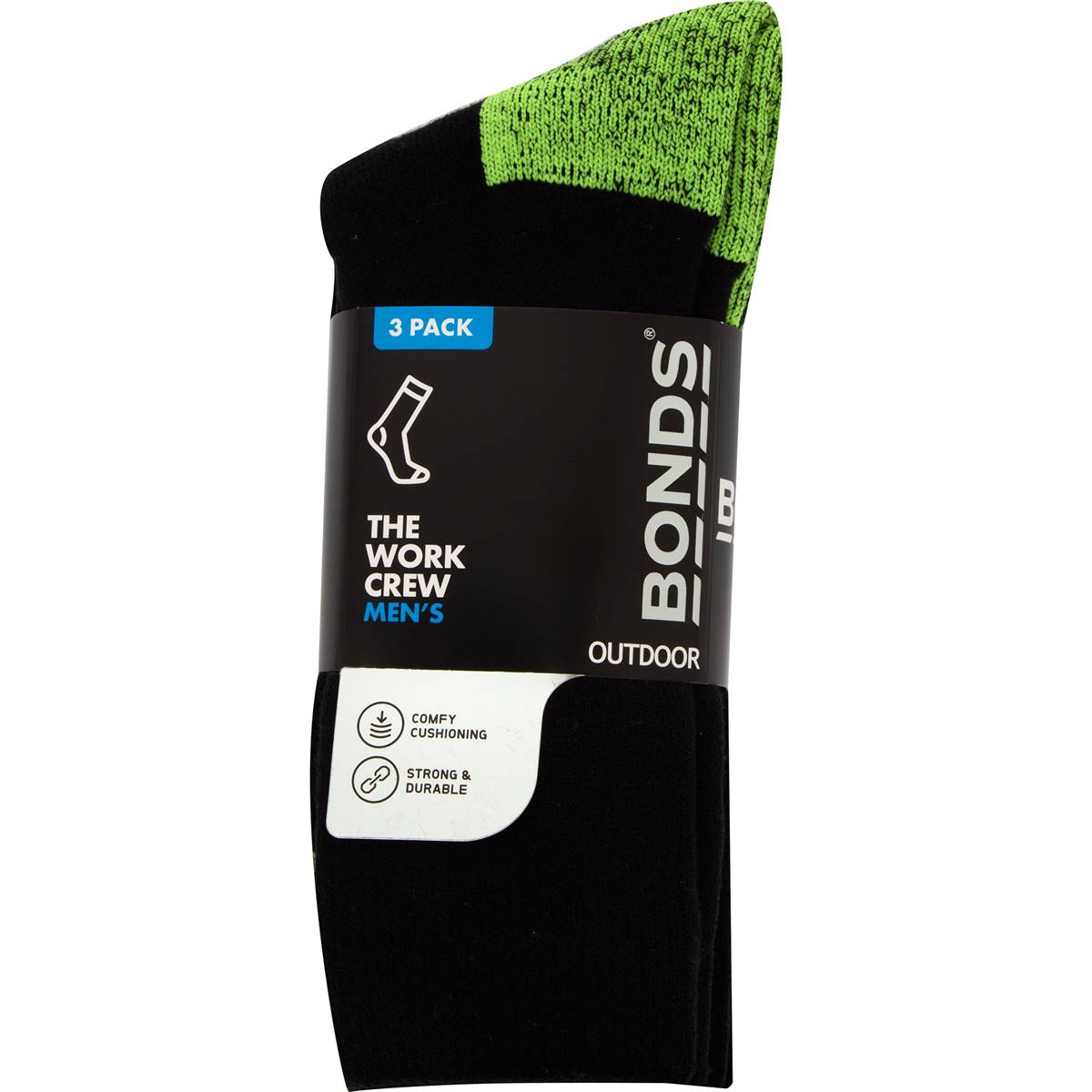 Bonds Mens Work Crew Socks Size 6+ 3 Pack