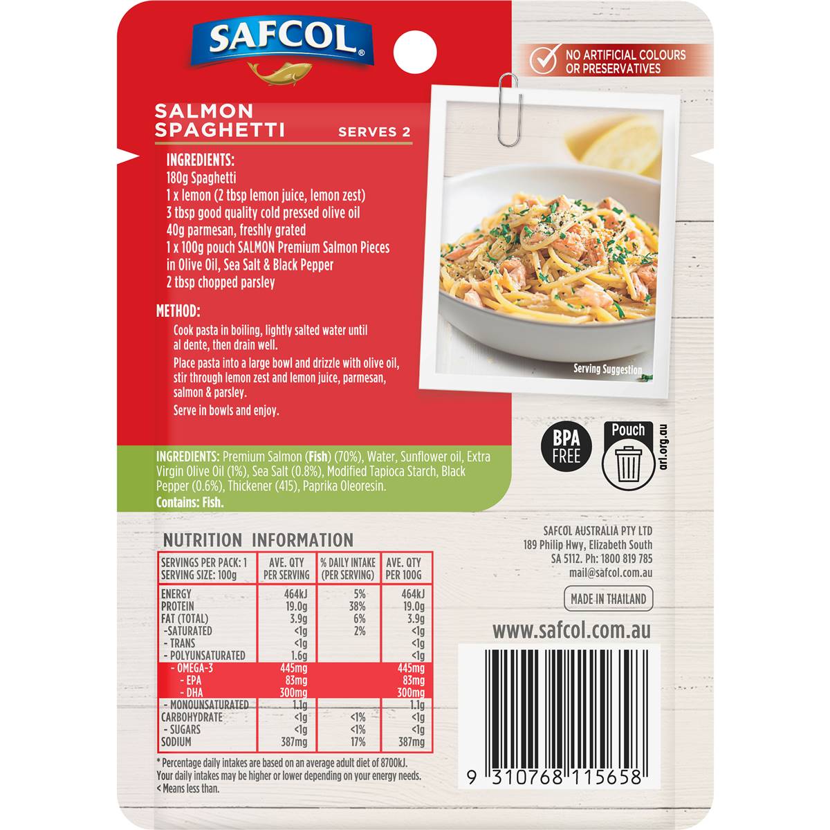 Safcol Premium Salmon Pieces Olive Oil Sea Salt & Black Pepper 100g