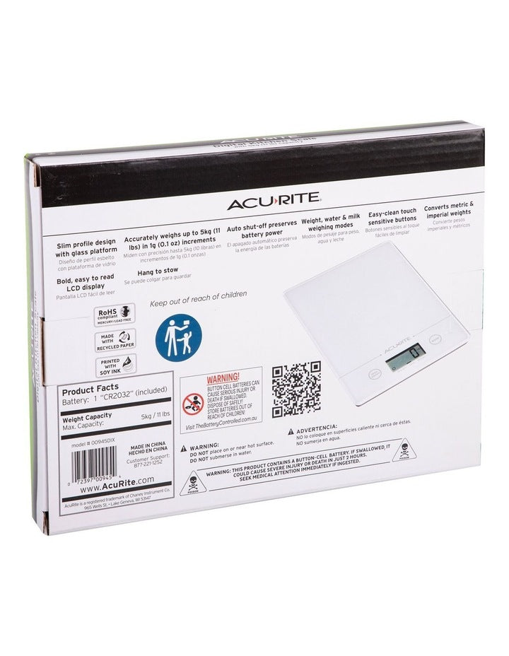 Slimline Digital Scale 1g/5kg in White