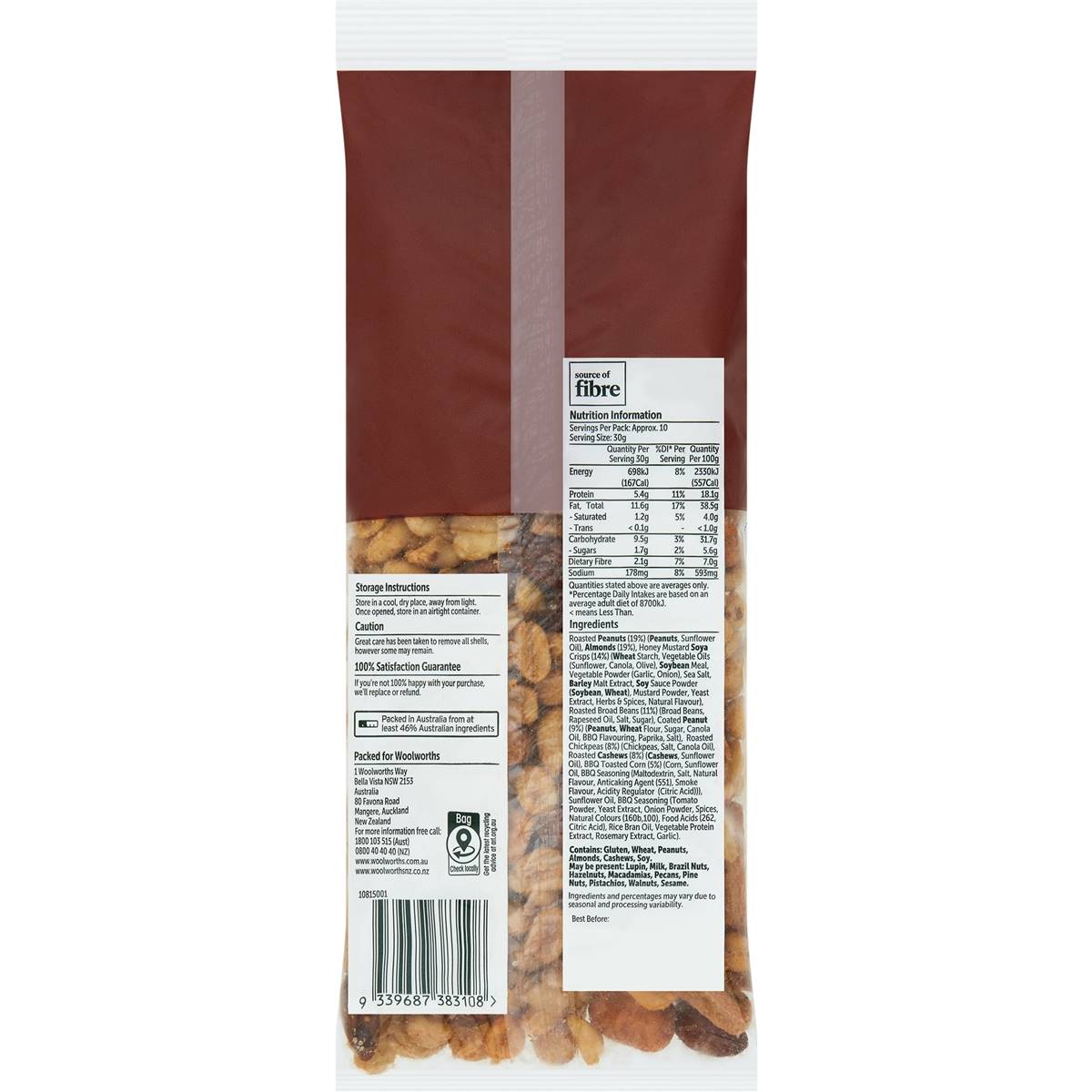 Woolworths BBQ Flavoured Nut & Legume Mix 325g