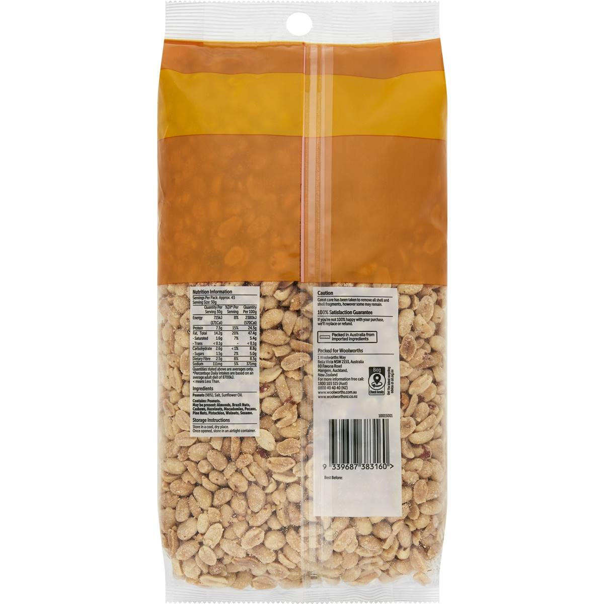 Woolworths Peanuts Roasted & Salted 1.3kg