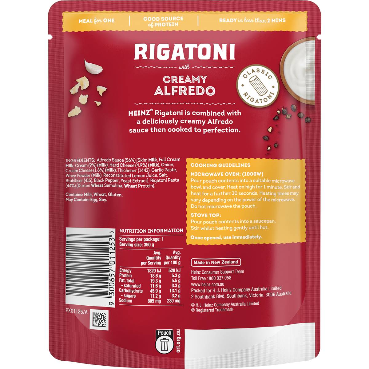 Heinz Rigatoni With Creamy Alfredo Pasta Meal 350g