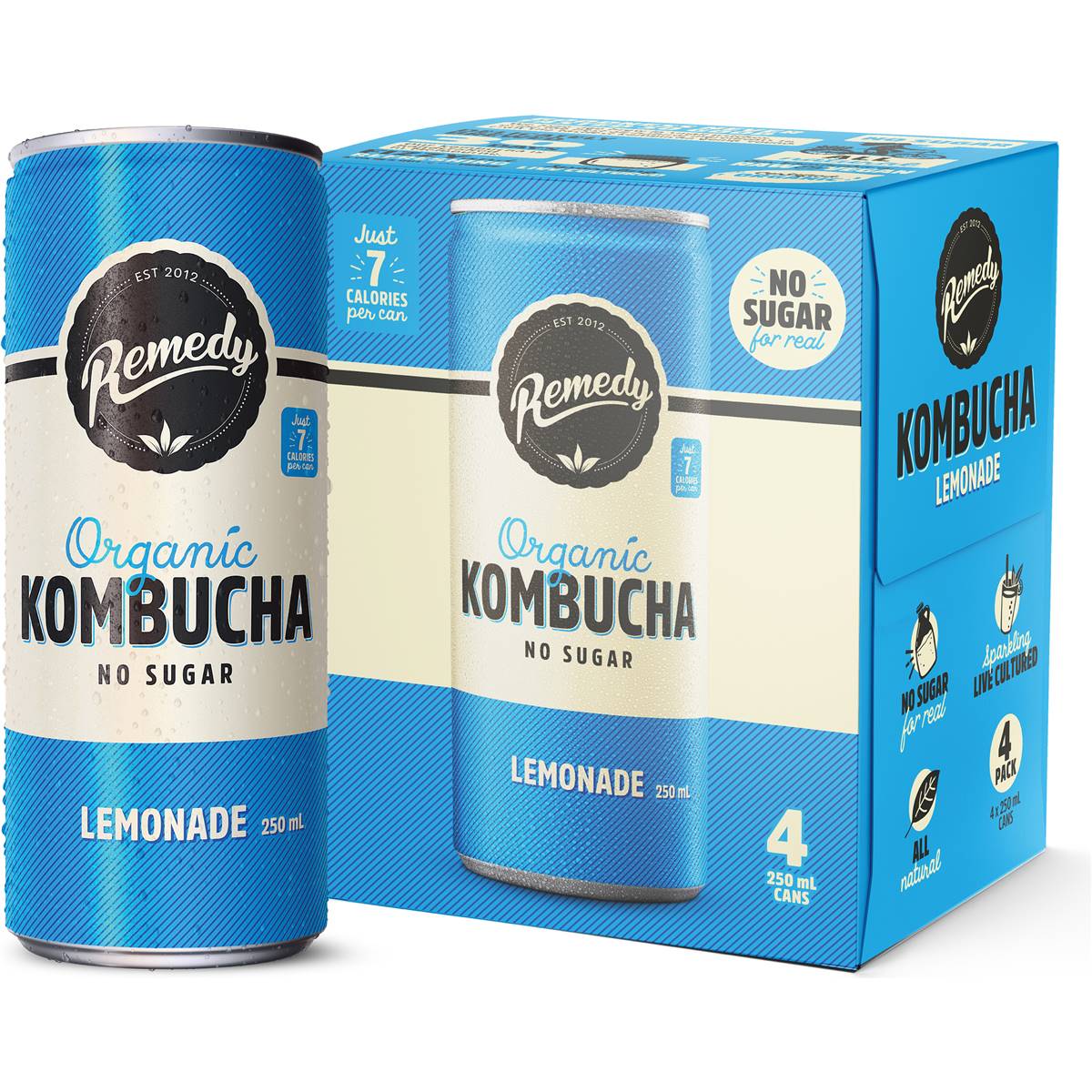 Remedy Organic Kombucha Lemonade 250mL x 4 pack