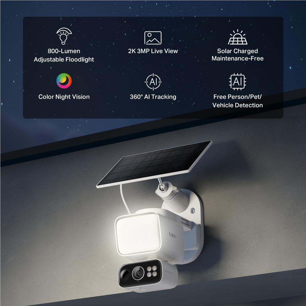Tapo 2K Solar-Powered Floodlight Pan/Tilt Security Camera Kit
