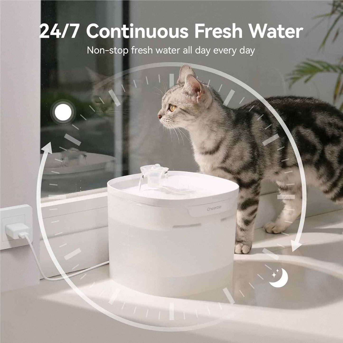 Cheerble E1 Elite Pet Drinking Fountain (White)