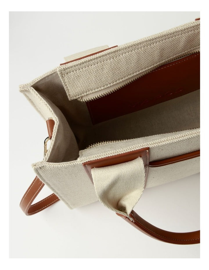 Barbados Natural Beige Zip Top Tote Bag