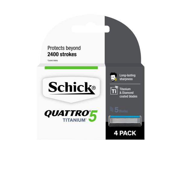 SCHICK QUATTRO TITANIUM 5 RAZOR BLADES 4PACK