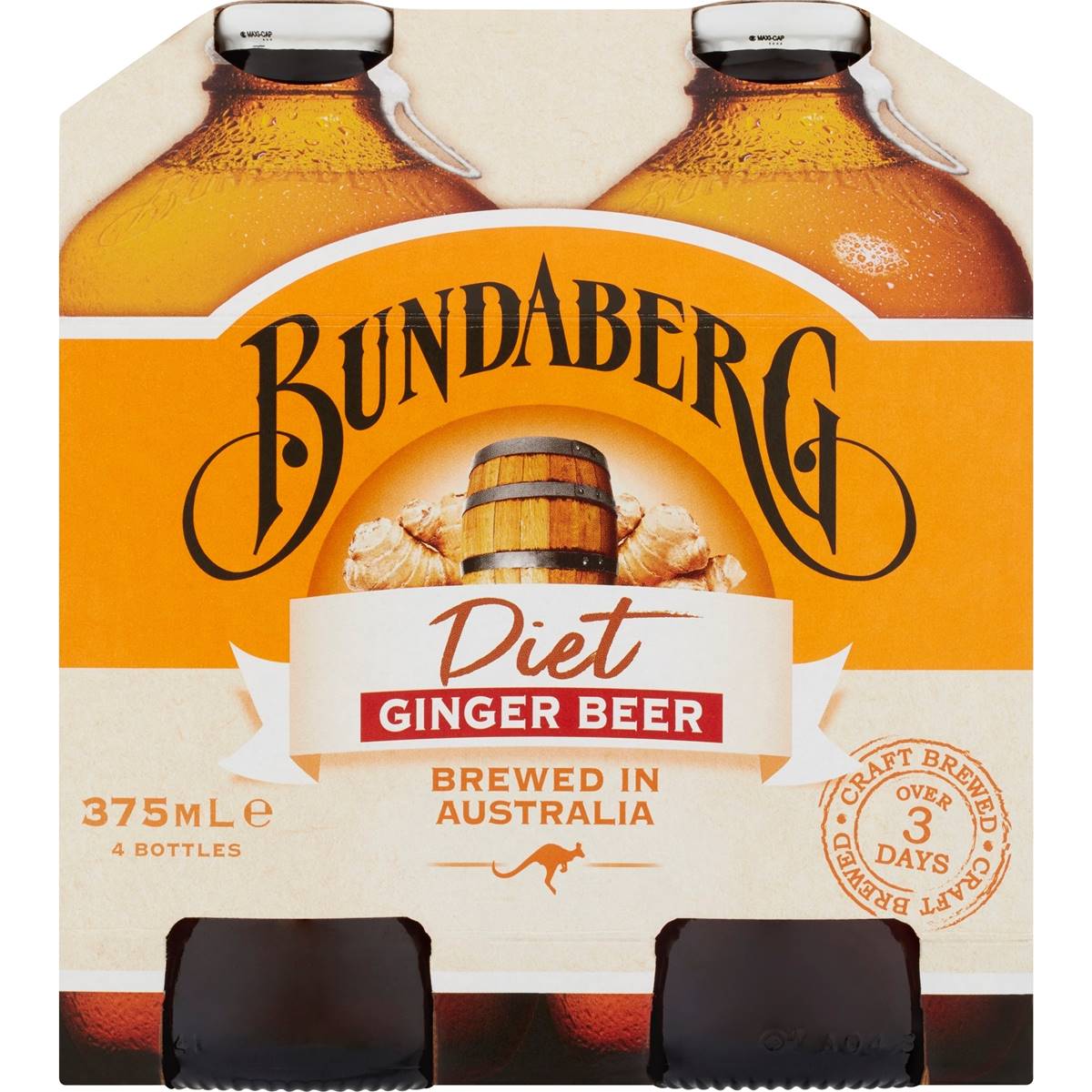 Bundaberg Diet Ginger Beer 375ml x4 Pack