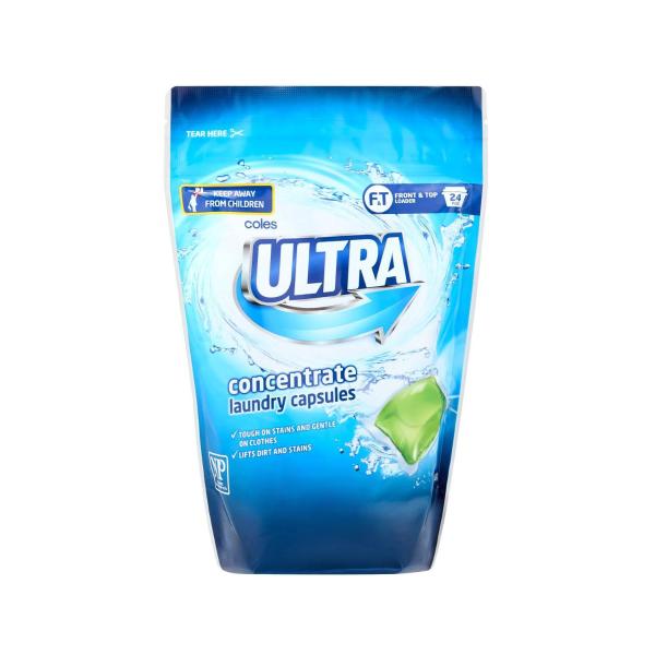 COLES ULTRA CONCENTRATE LAUNDRY LIQUID CAPSULES 24 PACK