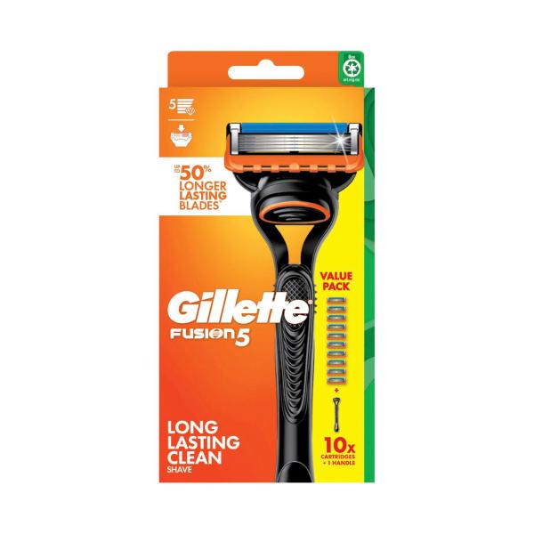 *GILLETTE FUSION 5 RAZOR KIT WITH 10 REFILL BLADES 1 EACH