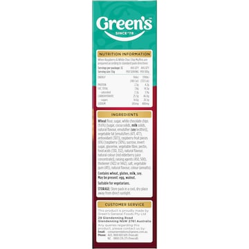 Green's White Chocolate & Raspberry Muffin Mix 400g