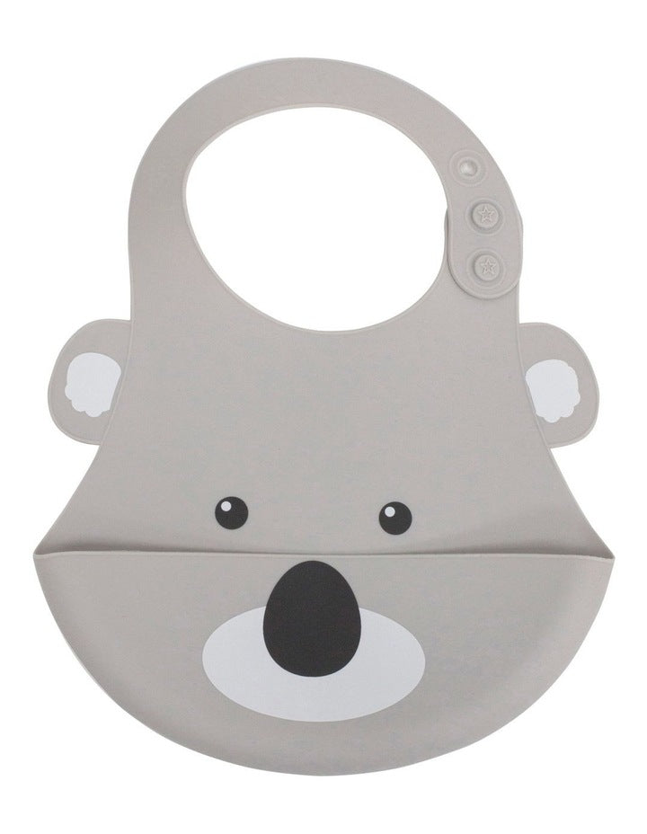 Aussie Animals Koala Silicone Baby Bib in Grey