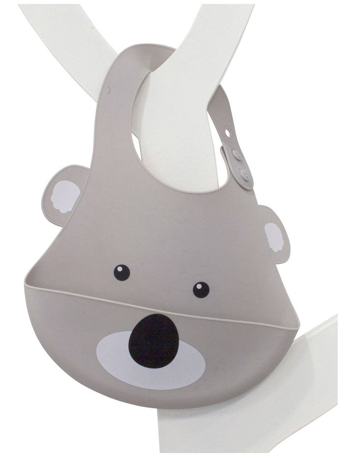 Aussie Animals Koala Silicone Baby Bib in Grey