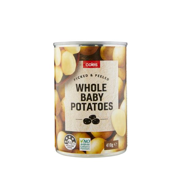 COLES WHOLE POTATOES 410G