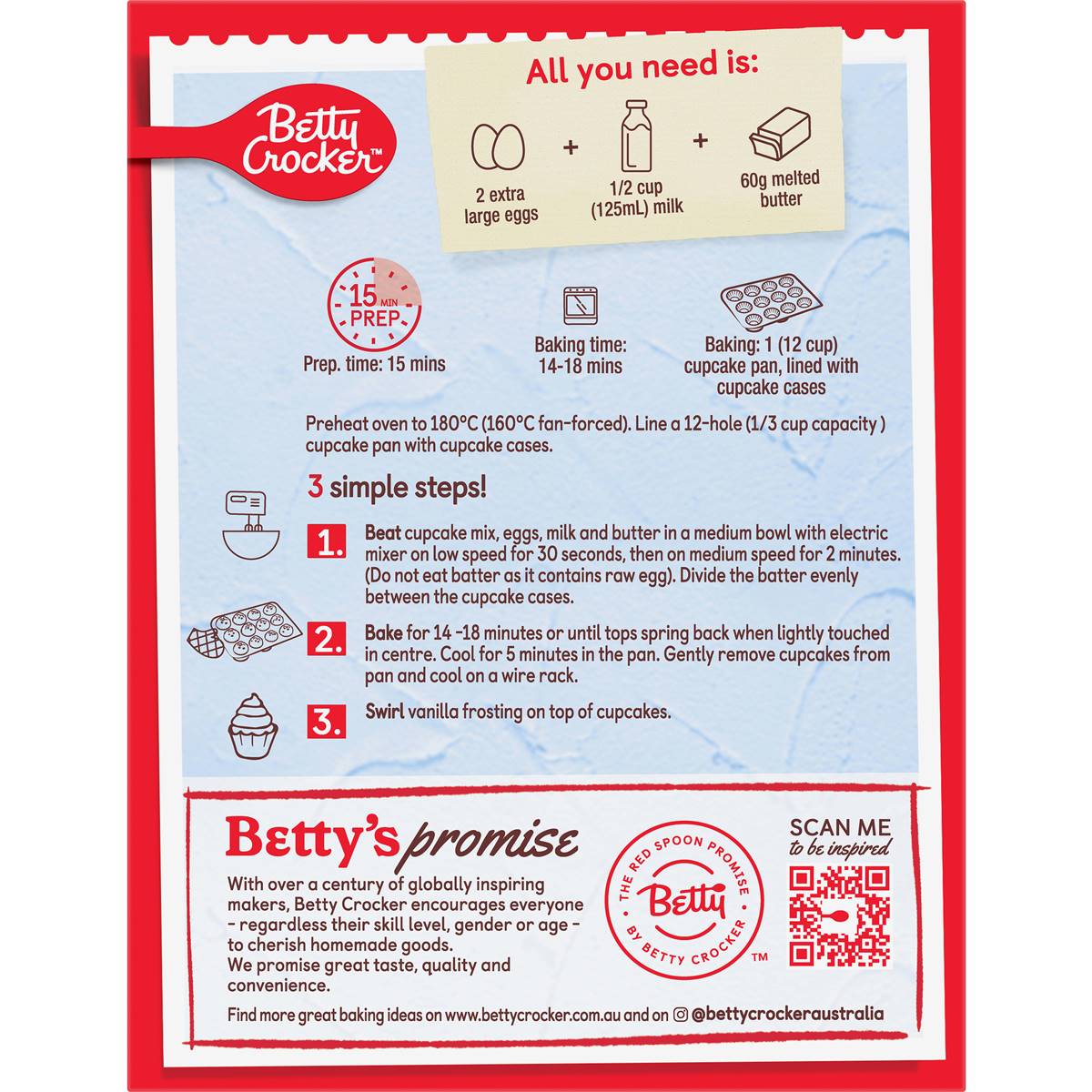 Betty Crocker Vanilla Cupcake Mix 370g