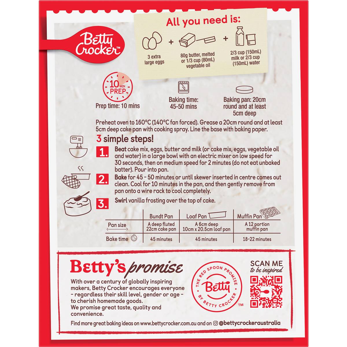 Betty Crocker Vanilla Cake Mix 450g
