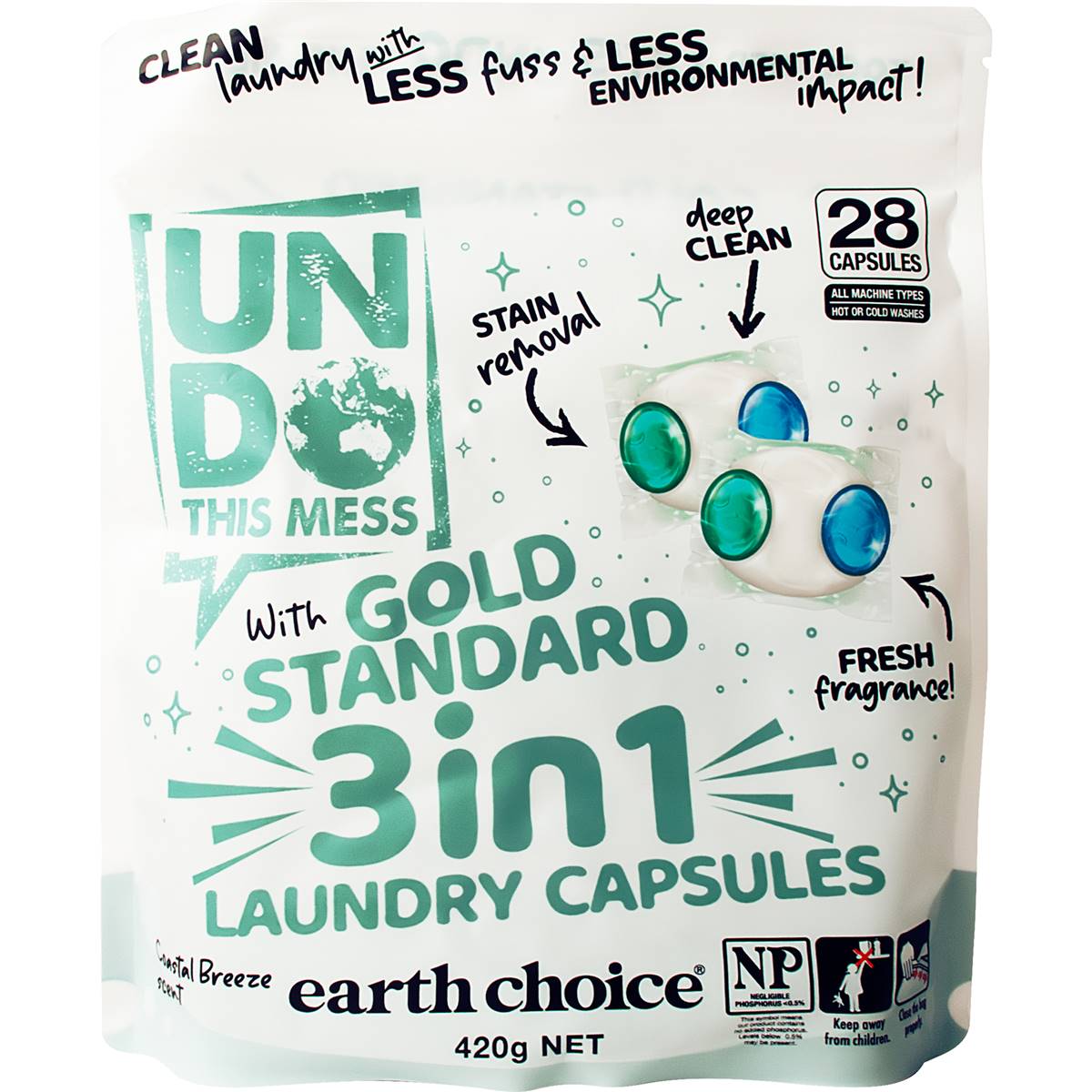 Undo This Mess 3 In 1 Laundry Detergent Capsules With Gold Standard 28 pack