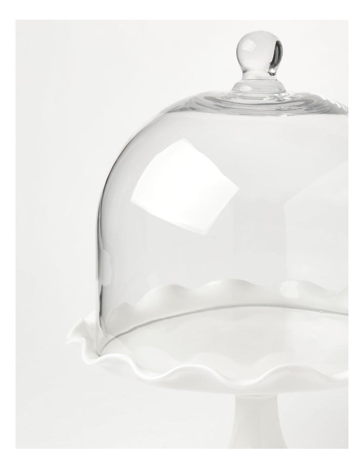 Scalloped Edge Cake Dome and Glass Stand Small