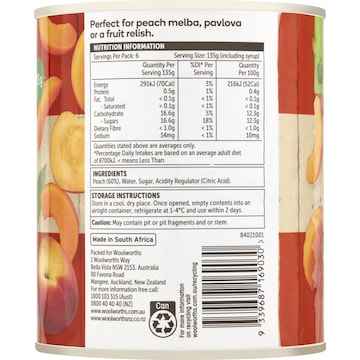 Woolworths Peach Slices In Syrup 825g