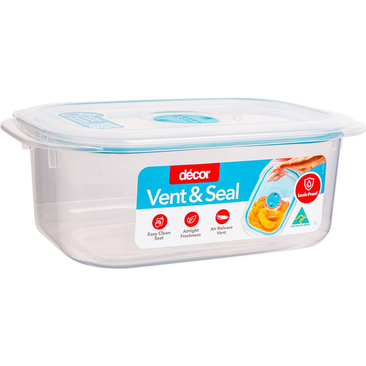 Decor Vent & Seal Container Oblong Teal 1L