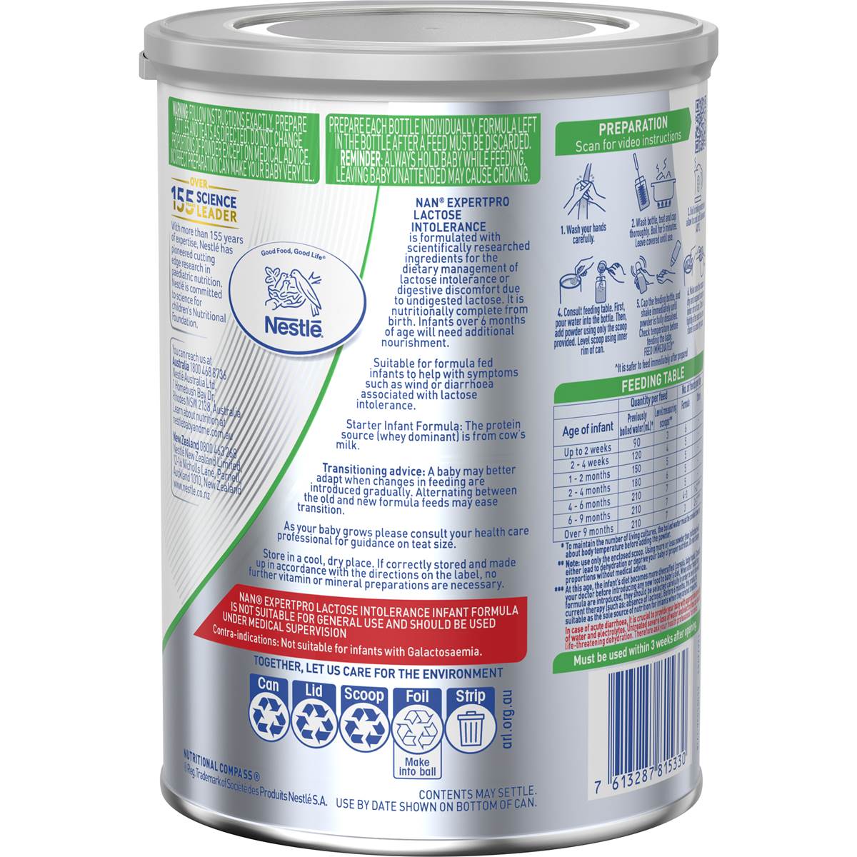 Nestle NAN Expert Pro Lactose Intolerance Baby Formula 400g