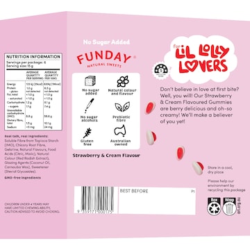 Funday Kids Flavoured Gummies Strawberry & Cream 15g x 6 pack