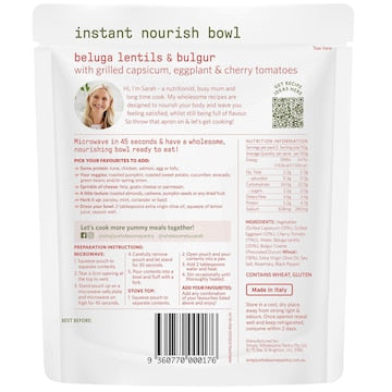 Simply Wholesome Pantry Instant Nourish Bowl Beluga Lentils & Bulgur 220g